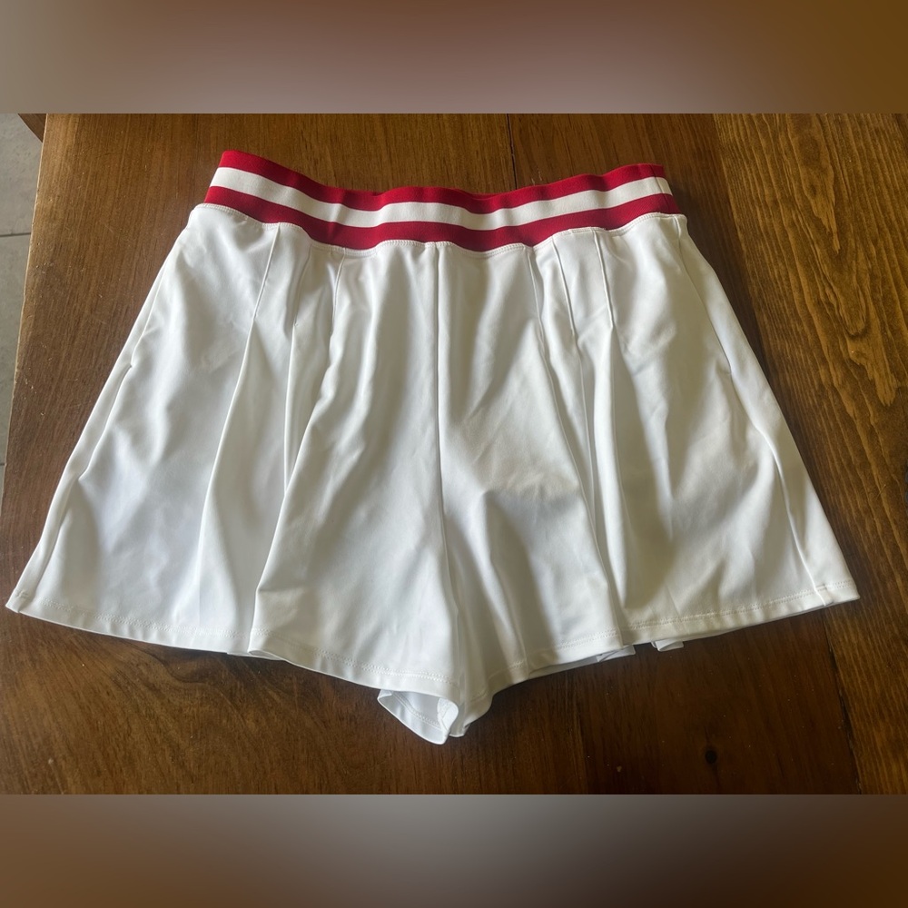 Tuckernuck White Athletic Shorts with Red Stripe